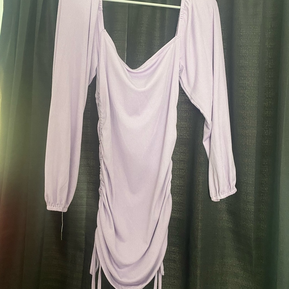 Elegant Lavender Long Sleeve Dress